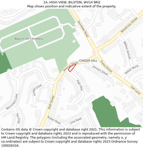1A, HIGH VIEW, BILSTON, WV14 9RQ: Location map and indicative extent of plot