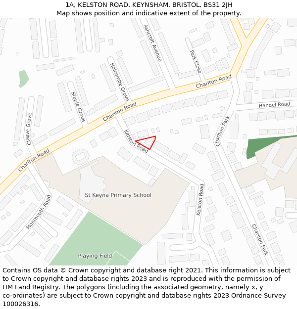 1A, KELSTON ROAD, KEYNSHAM, BRISTOL, BS31 2JH: Location map and indicative extent of plot