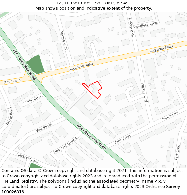 1A, KERSAL CRAG, SALFORD, M7 4SL: Location map and indicative extent of plot