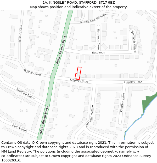 1A, KINGSLEY ROAD, STAFFORD, ST17 9BZ: Location map and indicative extent of plot