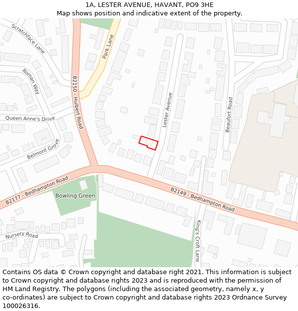1A, LESTER AVENUE, HAVANT, PO9 3HE: Location map and indicative extent of plot