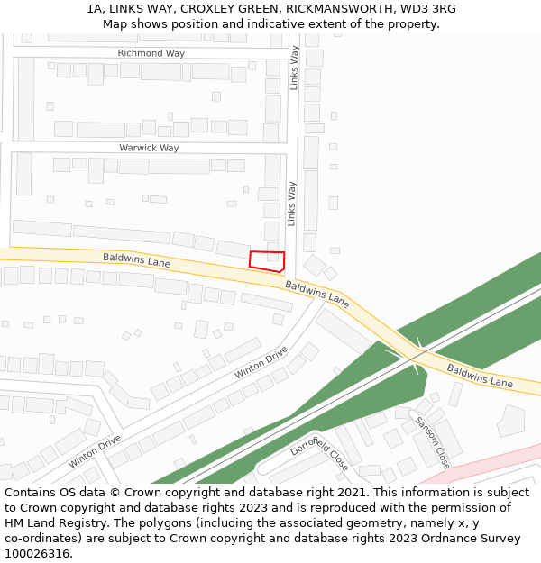 1A, LINKS WAY, CROXLEY GREEN, RICKMANSWORTH, WD3 3RG: Location map and indicative extent of plot