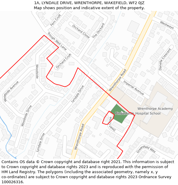 1A, LYNDALE DRIVE, WRENTHORPE, WAKEFIELD, WF2 0JZ: Location map and indicative extent of plot