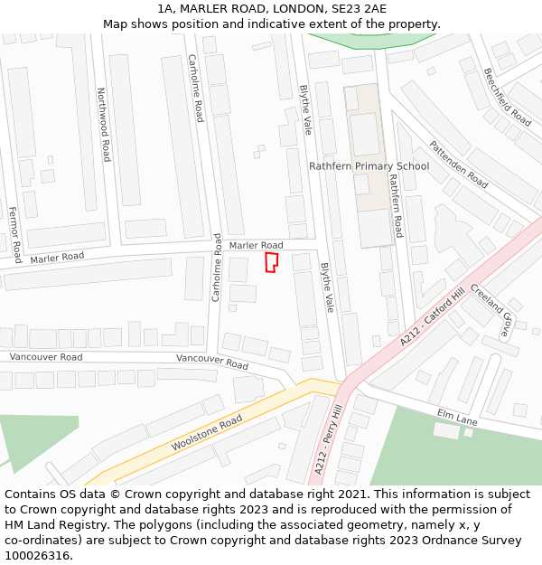 1A, MARLER ROAD, LONDON, SE23 2AE: Location map and indicative extent of plot