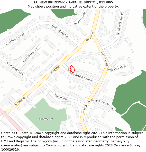 1A, NEW BRUNSWICK AVENUE, BRISTOL, BS5 8PW: Location map and indicative extent of plot