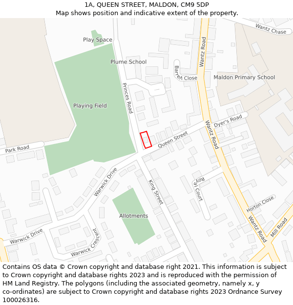 1A, QUEEN STREET, MALDON, CM9 5DP: Location map and indicative extent of plot