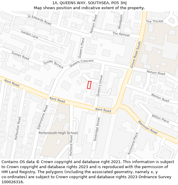 1A, QUEENS WAY, SOUTHSEA, PO5 3HJ: Location map and indicative extent of plot