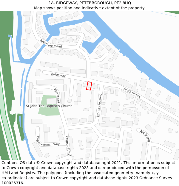 1A, RIDGEWAY, PETERBOROUGH, PE2 8HQ: Location map and indicative extent of plot