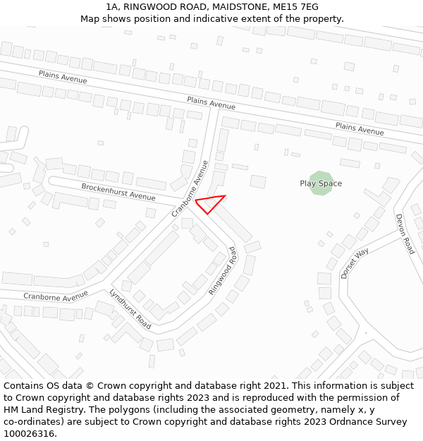 1A, RINGWOOD ROAD, MAIDSTONE, ME15 7EG: Location map and indicative extent of plot