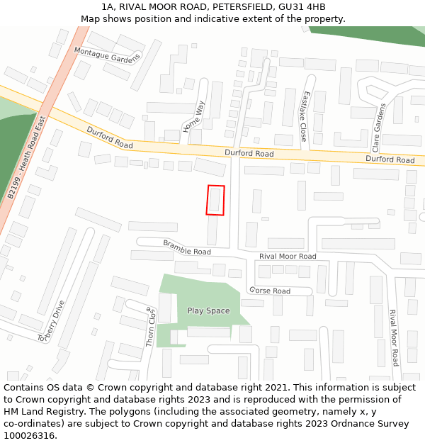 1A, RIVAL MOOR ROAD, PETERSFIELD, GU31 4HB: Location map and indicative extent of plot