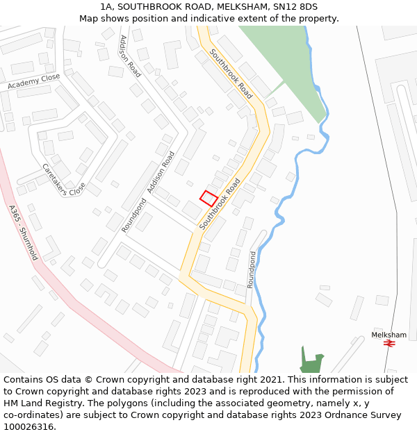 1A, SOUTHBROOK ROAD, MELKSHAM, SN12 8DS: Location map and indicative extent of plot