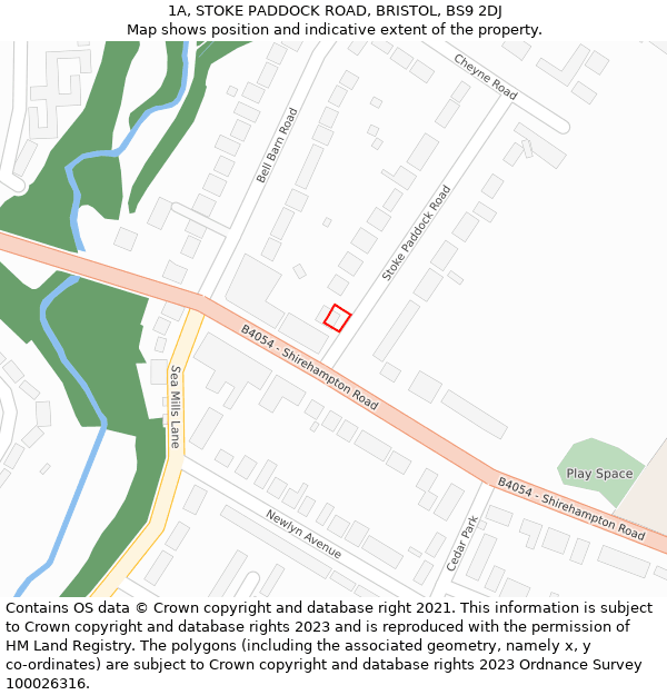 1A, STOKE PADDOCK ROAD, BRISTOL, BS9 2DJ: Location map and indicative extent of plot