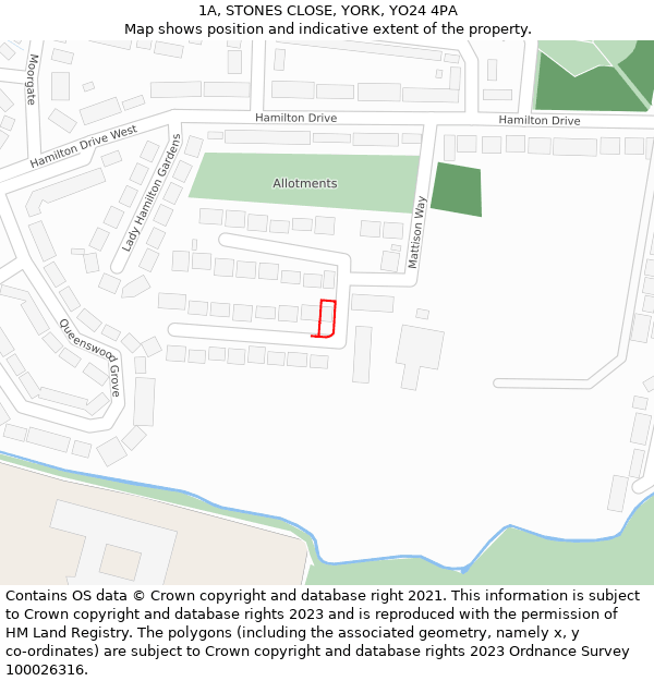 1A, STONES CLOSE, YORK, YO24 4PA: Location map and indicative extent of plot