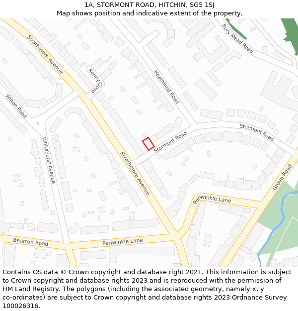 1A, STORMONT ROAD, HITCHIN, SG5 1SJ: Location map and indicative extent of plot