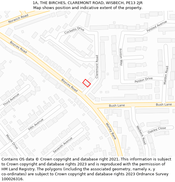 1A, THE BIRCHES, CLAREMONT ROAD, WISBECH, PE13 2JR: Location map and indicative extent of plot