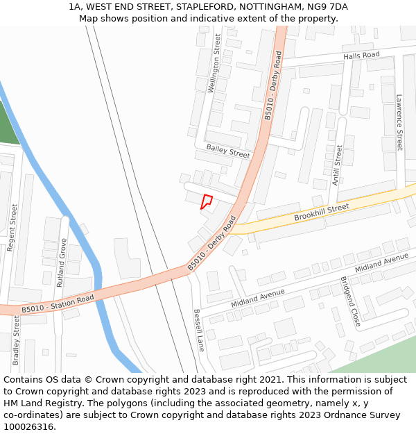 1A, WEST END STREET, STAPLEFORD, NOTTINGHAM, NG9 7DA: Location map and indicative extent of plot