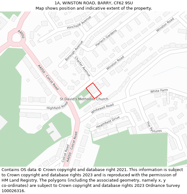 1A, WINSTON ROAD, BARRY, CF62 9SU: Location map and indicative extent of plot