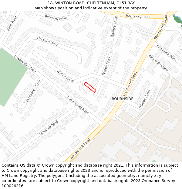 1A, WINTON ROAD, CHELTENHAM, GL51 3AY: Location map and indicative extent of plot