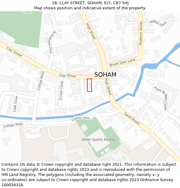 1B, CLAY STREET, SOHAM, ELY, CB7 5HJ: Location map and indicative extent of plot