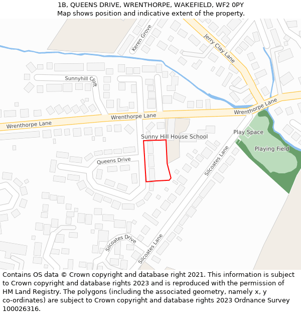 1B, QUEENS DRIVE, WRENTHORPE, WAKEFIELD, WF2 0PY: Location map and indicative extent of plot