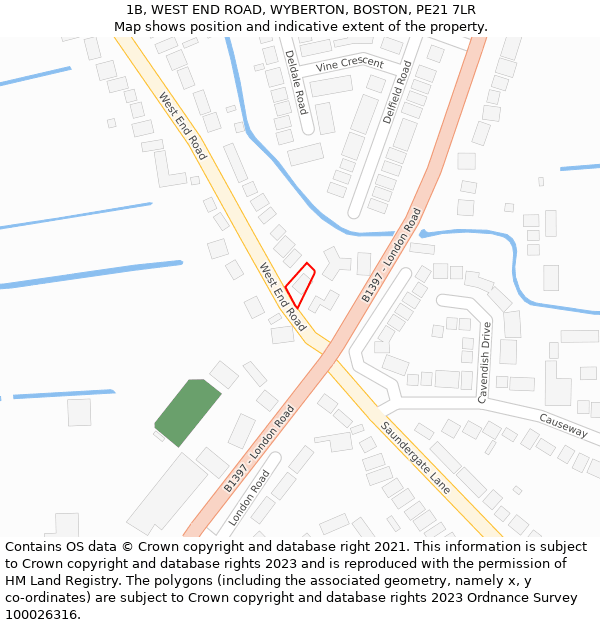 1B, WEST END ROAD, WYBERTON, BOSTON, PE21 7LR: Location map and indicative extent of plot