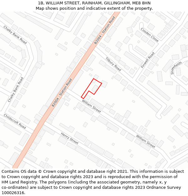 1B, WILLIAM STREET, RAINHAM, GILLINGHAM, ME8 8HN: Location map and indicative extent of plot