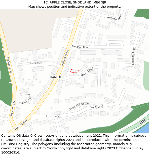 1C, APPLE CLOSE, SNODLAND, ME6 5JP: Location map and indicative extent of plot