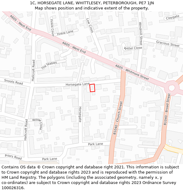 1C, HORSEGATE LANE, WHITTLESEY, PETERBOROUGH, PE7 1JN: Location map and indicative extent of plot