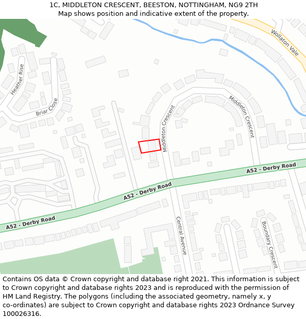 1C, MIDDLETON CRESCENT, BEESTON, NOTTINGHAM, NG9 2TH: Location map and indicative extent of plot