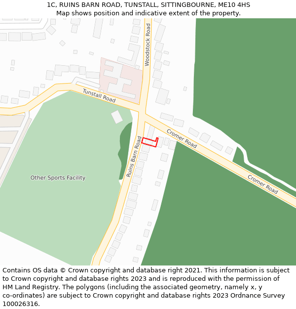 1C, RUINS BARN ROAD, TUNSTALL, SITTINGBOURNE, ME10 4HS: Location map and indicative extent of plot