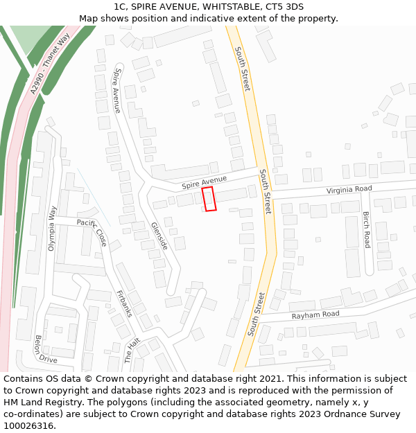 1C, SPIRE AVENUE, WHITSTABLE, CT5 3DS: Location map and indicative extent of plot