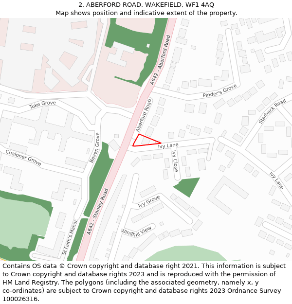 2, ABERFORD ROAD, WAKEFIELD, WF1 4AQ: Location map and indicative extent of plot
