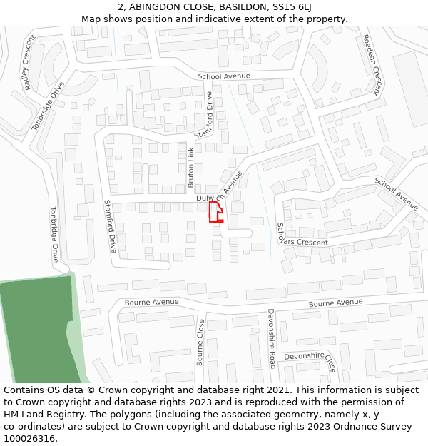 2, ABINGDON CLOSE, BASILDON, SS15 6LJ: Location map and indicative extent of plot