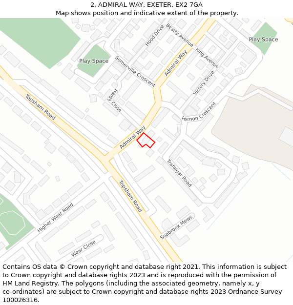 2, ADMIRAL WAY, EXETER, EX2 7GA: Location map and indicative extent of plot