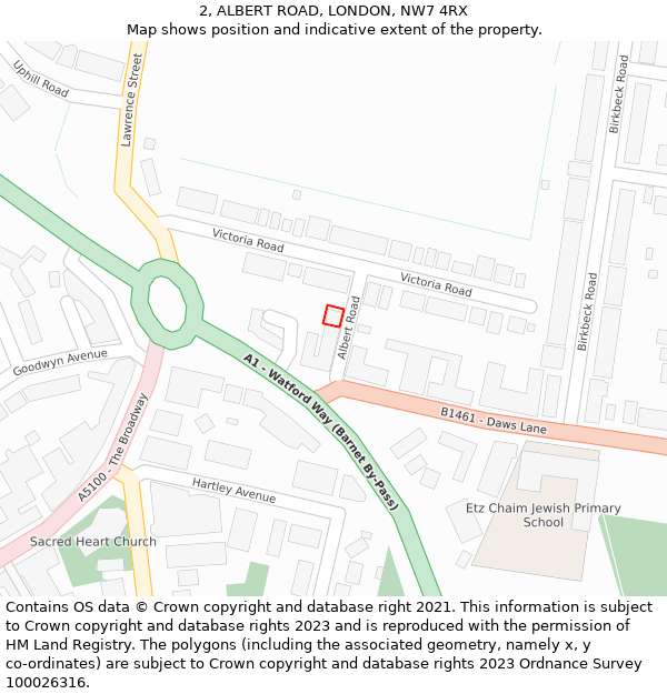 2, ALBERT ROAD, LONDON, NW7 4RX: Location map and indicative extent of plot