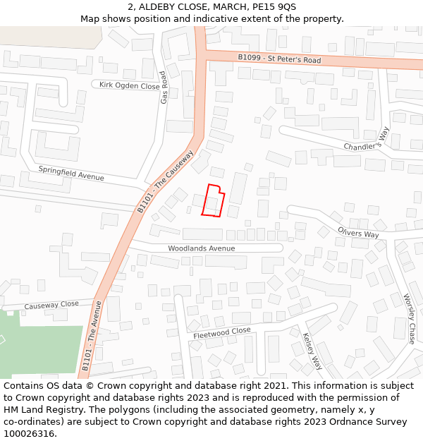 2, ALDEBY CLOSE, MARCH, PE15 9QS: Location map and indicative extent of plot