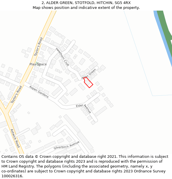 2, ALDER GREEN, STOTFOLD, HITCHIN, SG5 4RX: Location map and indicative extent of plot