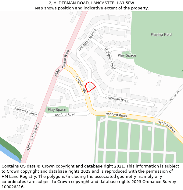 2, ALDERMAN ROAD, LANCASTER, LA1 5FW: Location map and indicative extent of plot