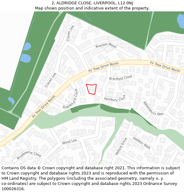 2, ALDRIDGE CLOSE, LIVERPOOL, L12 0NJ: Location map and indicative extent of plot