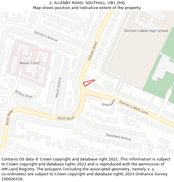 2, ALLENBY ROAD, SOUTHALL, UB1 2HQ: Location map and indicative extent of plot