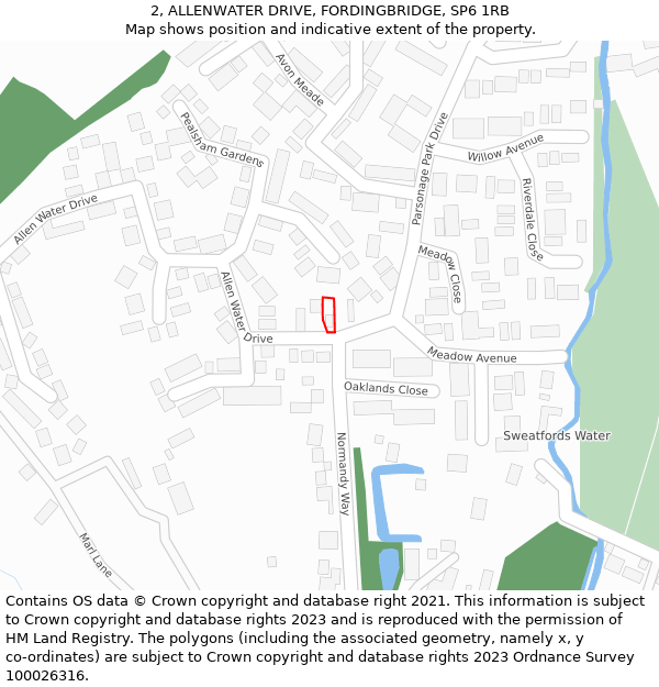 2, ALLENWATER DRIVE, FORDINGBRIDGE, SP6 1RB: Location map and indicative extent of plot