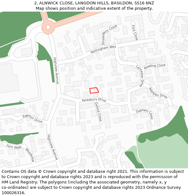2, ALNWICK CLOSE, LANGDON HILLS, BASILDON, SS16 6NZ: Location map and indicative extent of plot