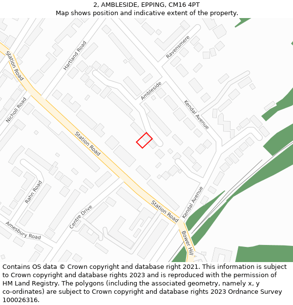 2, AMBLESIDE, EPPING, CM16 4PT: Location map and indicative extent of plot