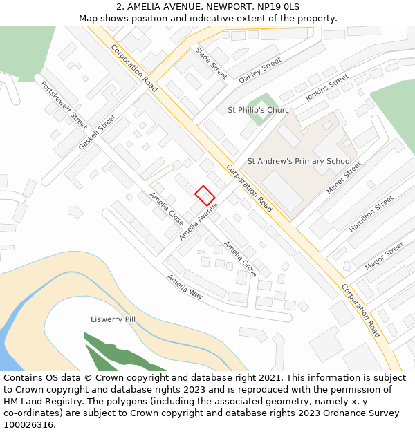 2, AMELIA AVENUE, NEWPORT, NP19 0LS: Location map and indicative extent of plot