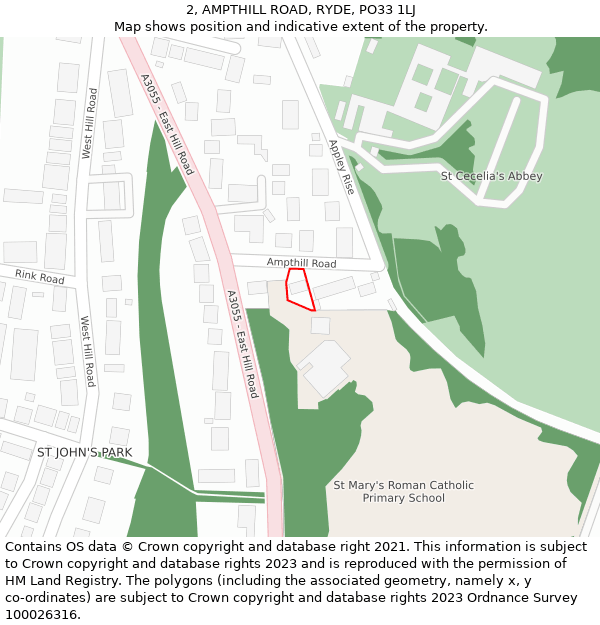 2, AMPTHILL ROAD, RYDE, PO33 1LJ: Location map and indicative extent of plot