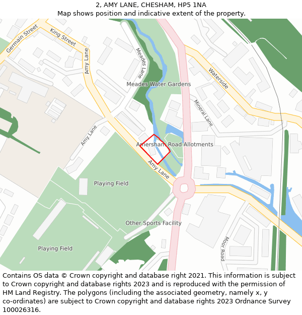 2, AMY LANE, CHESHAM, HP5 1NA: Location map and indicative extent of plot