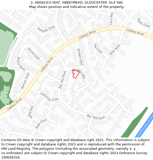 2, ANGELICA WAY, ABBEYMEAD, GLOUCESTER, GL4 5WJ: Location map and indicative extent of plot