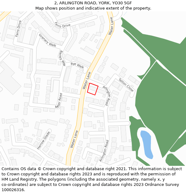 2, ARLINGTON ROAD, YORK, YO30 5GF: Location map and indicative extent of plot