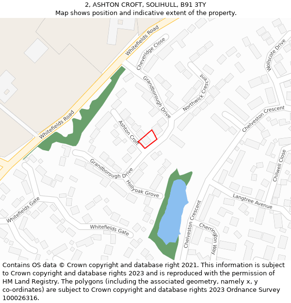 2, ASHTON CROFT, SOLIHULL, B91 3TY: Location map and indicative extent of plot
