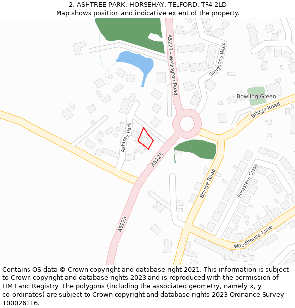 2, ASHTREE PARK, HORSEHAY, TELFORD, TF4 2LD: Location map and indicative extent of plot